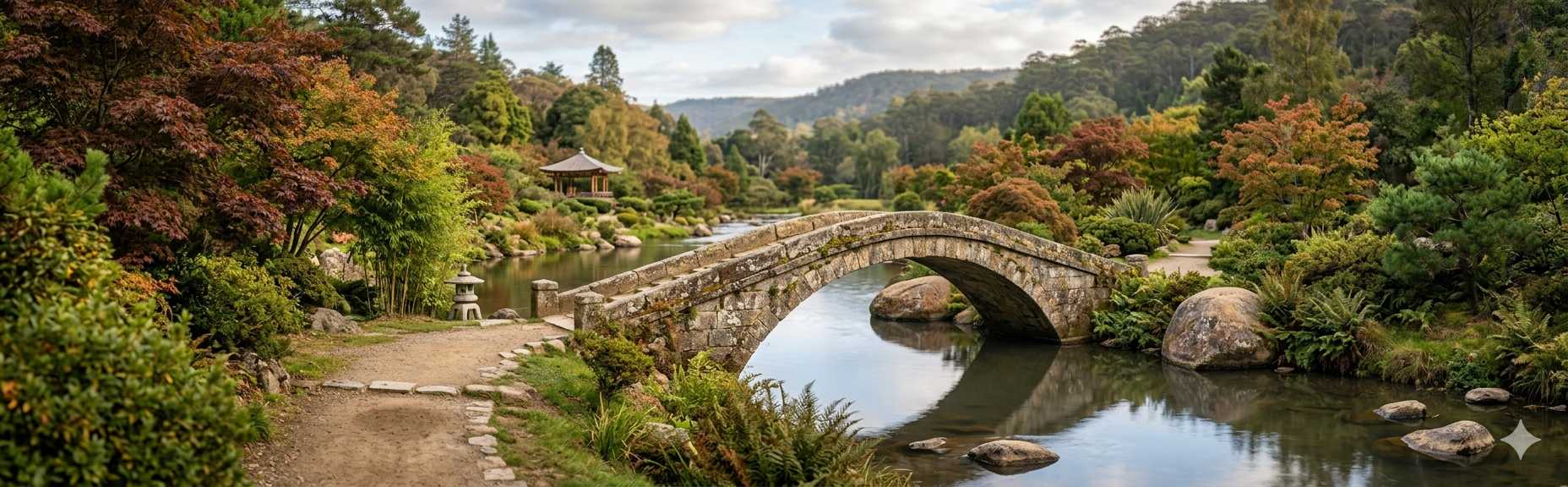 Jardin japonais avec pont en pierre